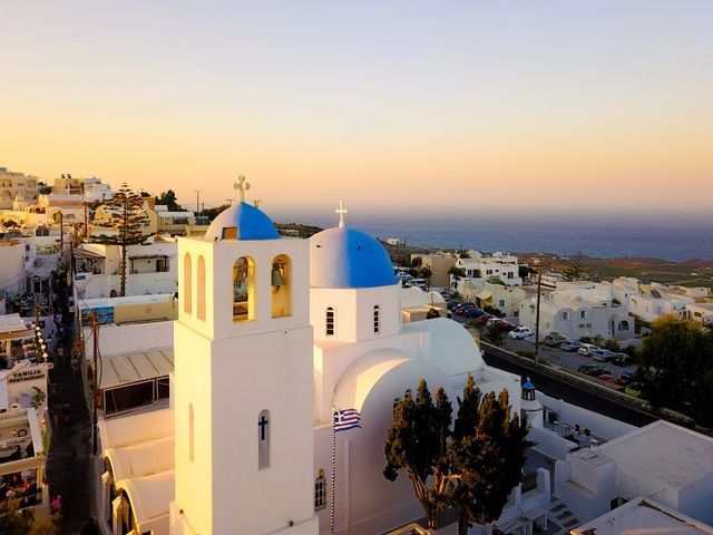 Blue-domed church in Santorini